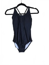 Kanu Surf Girls' Reese Beach Sport Criss-Cross One Piece Swimsuit,Solid Black,16