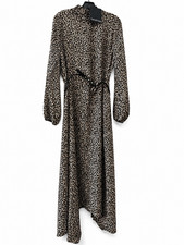 HALSTON Leopard Animal Print Belted Midi Dress NWT Women's Size 14