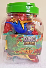 53pc Mini Dinosaur Toy Figures Set Assorted Dinos w/ Storage Jar Kids