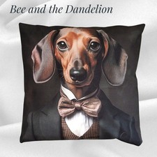 Gentleman Dachshund Sausage Dog Daxi  Novelty Plush Soft Cushion COVER 45X45cms