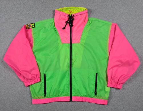 Vintage Ocean Pacific 80s Windbreaker Xtreme Air Full Zip Gr. XL neongrün pink
