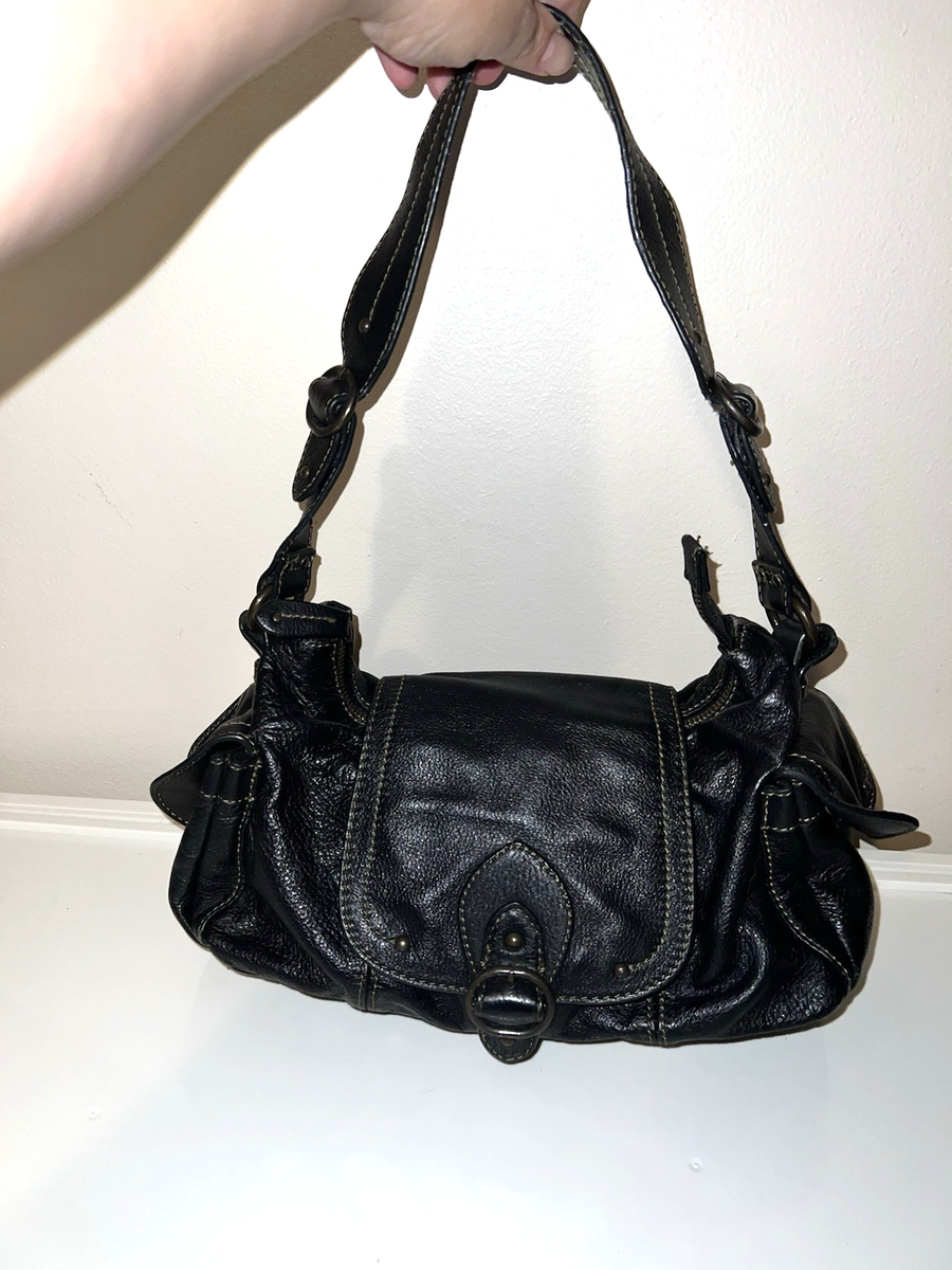 BANANA REPUBLIC Y2K Black Leather Satchel Shoulder Bag