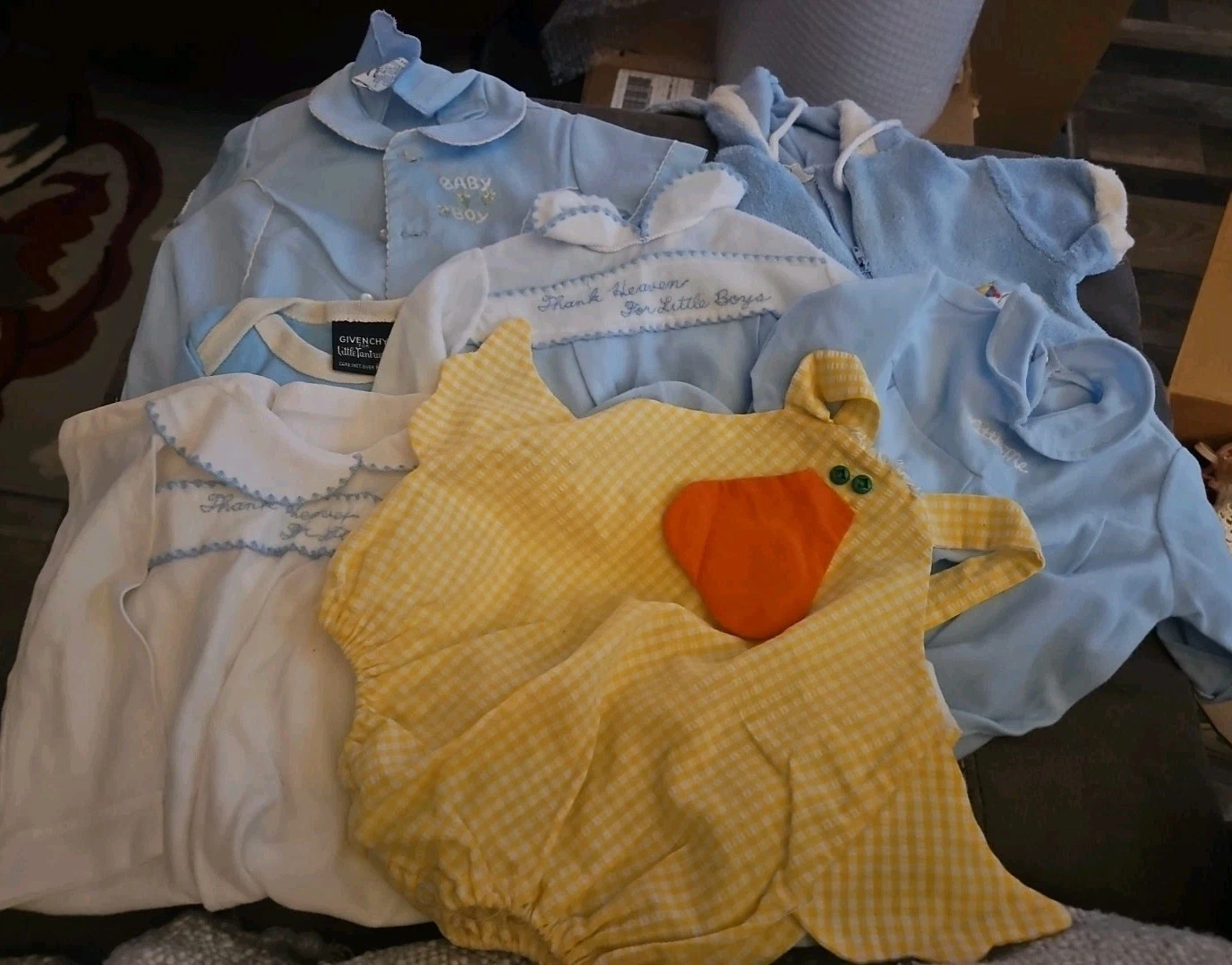 Baby Boy Vintage Clothing Lot of 7 Apx Newborn To 9 Months Rompers Pajamas +