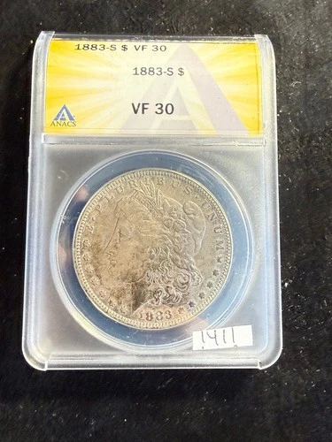 Dark Toned! 1883 S MORGAN SILVER DOLLAR $1 ANACS VF30 VF 30 SCARCE DATE 1714