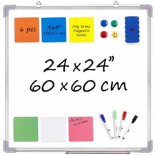 24x24 Magnetic Dry Erase Whiteboard Set with Eraser, Markers, Magnets