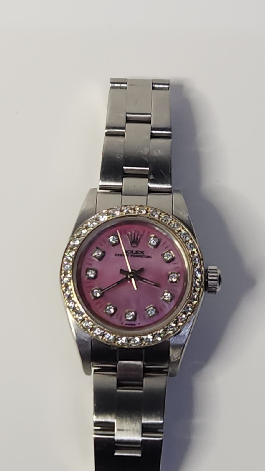 2000 Rolex Oyster Perpetual 76030 Ladies Watch 24mm SS Diamond Bezel