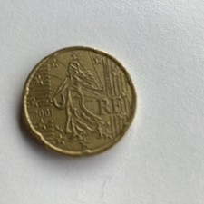 Moneta francese 20 centesimi di euro 2001 da collezione circolata monete rare di Francia