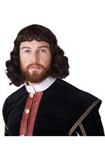 Wig Medieval Men Renaissance Lord Wavy Brown 7120 064 Halloween
