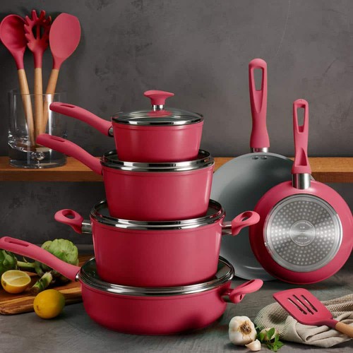 Juego de utensilios de cocina de cerámica Tramontina de 14 piezas en rojo - Imagen 2 de 11