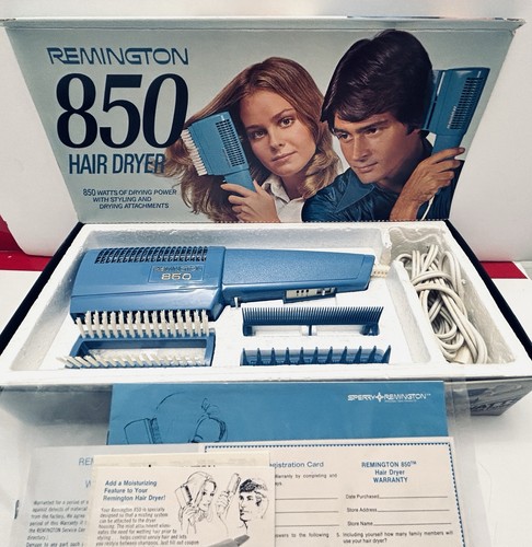 Vintage Remington 850 Styling Set w/ Box 1970s Blue Complete