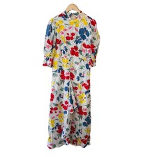 Rixo Target Abstract Floral Mock Neck Ruffle Midi Dress Size 8 Multicolored