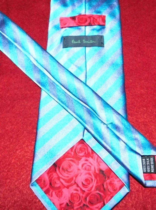 CORBATA A RAYAS PAUL SMITH HECHA EN ITALIA VERDE AZULADO/PÚRPURA CLARO - CORBATAS - CORBATAS DE DISEÑADOR. Foto 3 de 3