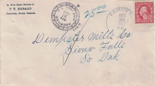1922 Sioux Falls, South Dakota Atypical Received Cancel on Cover fr Fairview, SD