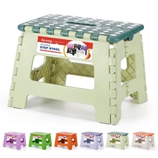 9 Inch Folding Step Stool 300 LB Capacity Plastic Foldable Step Stools for Ki...