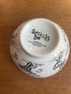 2008 Disney Sketch Sketchbook MICKEY MOUSE Soup Cereal CERAMIC BOWL Pre owned