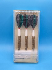 Vintage Unicorn Brass Darts with Green/Blue Feathers and Clear Case