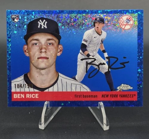 2025 Topps Chrome Platinum #311 Ben Rice RC Blue Mini-Diamond Refractor /199 SP