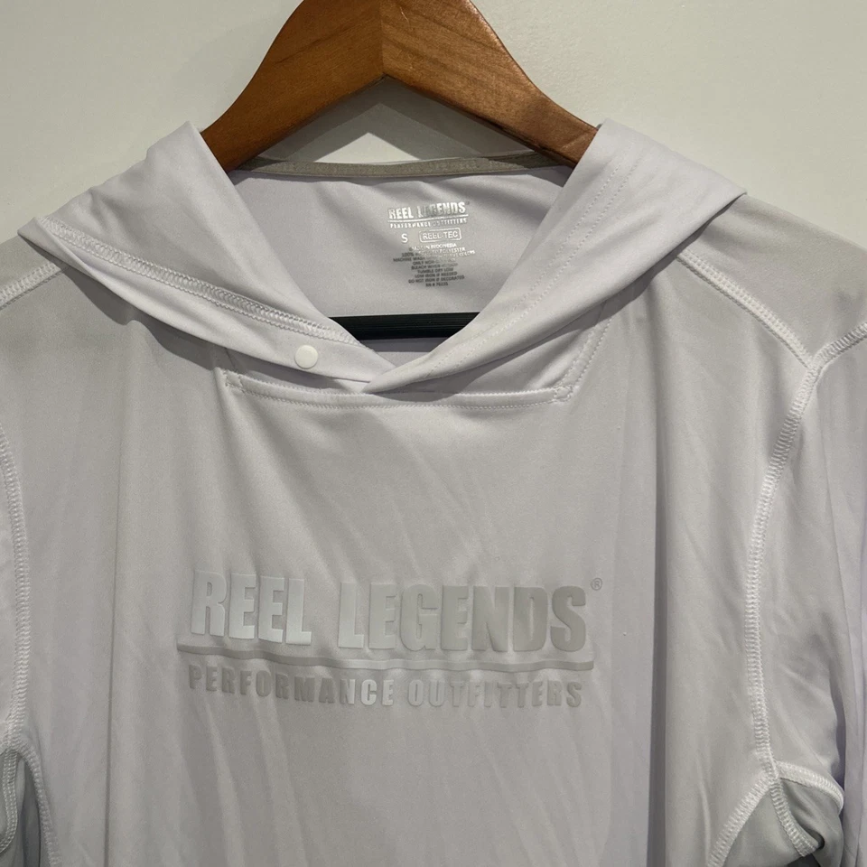 Reel Legends Hooded Performance Outfitter Shirt Mens S White Long Sleeve Fishing - Image 3 of 4