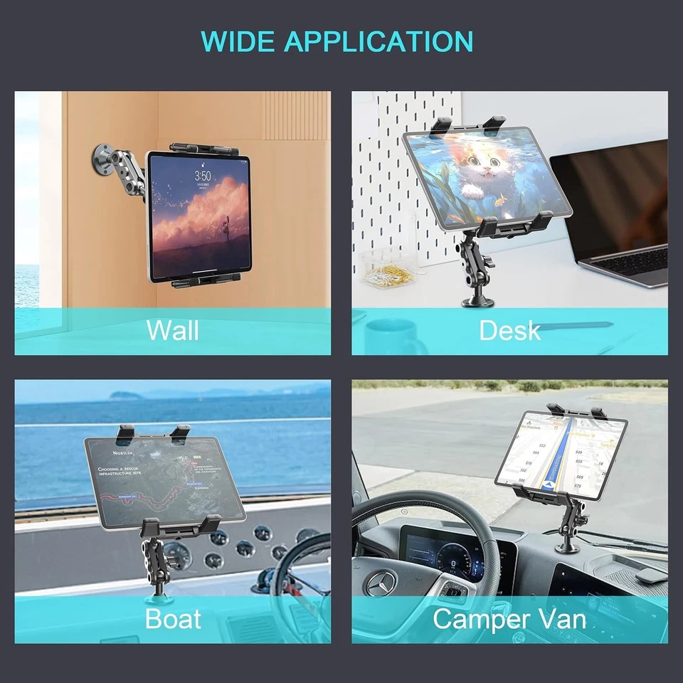Tablet Mount for Truck Heavy Duty Drill Base Phone Holder for Car Dashboard Wall - Image 3 of 4