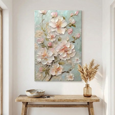 Image of Modern Wall Art Textured Painting Large Floral Canvas – Acrylic Home Decor