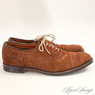 Allen Edmonds Made in USA The Strand 6345 Snuff Suede Brogued Cap Toe Shoes 10.5