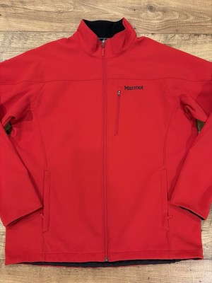 Marmot Gravity Softshell Jacket Men's XL Red Black Fleece Lined Stretch Full Zip