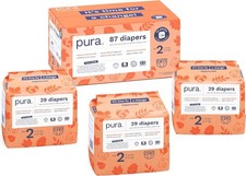 Pura Hypoallergenic Diapers, Size 2 7-13 lbs Totally Chlorine Free, White