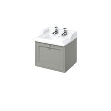 BURLINGTON 65CM WALL HUNG TRADITIONAL VANITY UNIT & CLASSIC BASIN 1 TAP HOLE