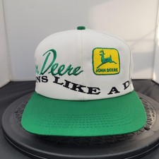 Vintage John Deere Hat Cap Snap Back Mens One Size White K-Products USA Farming
