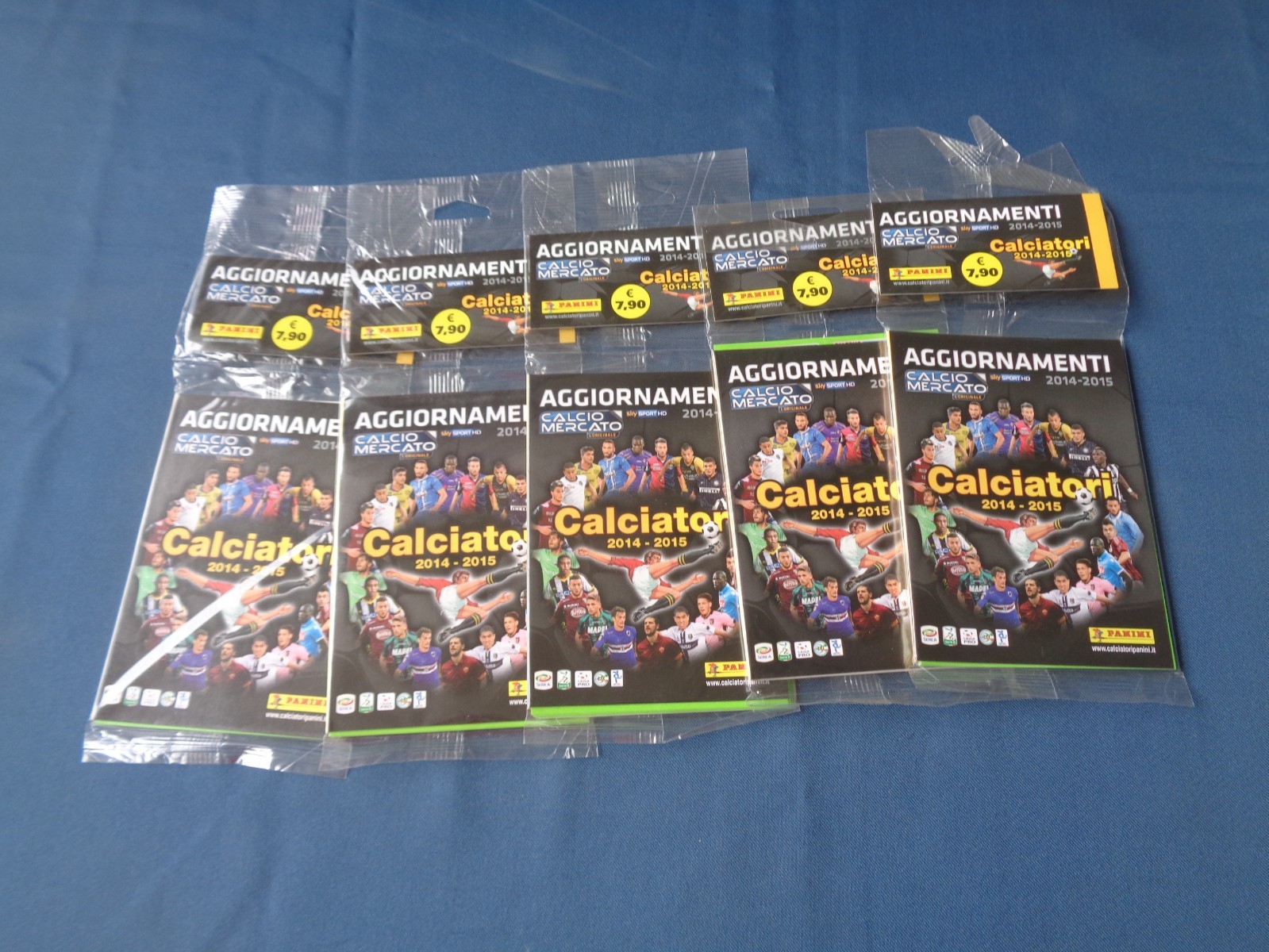 LOTTO DI 5 AGGIORNAMENTI PANINI CALCIATORI 2014-2015 SIGILLATI