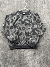 Nike Sweatshirt Unisex Kids L Gray Camouflage Logo Fleece Lined Ribbed Loose Fit