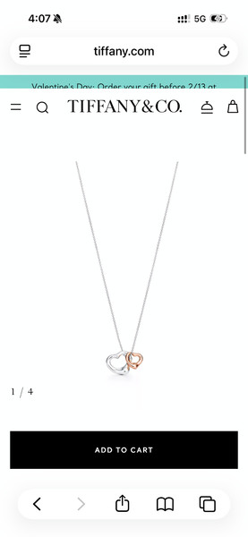 Authentische Tiffany Elsa Peretti Silber Halskette mit offenem Herz