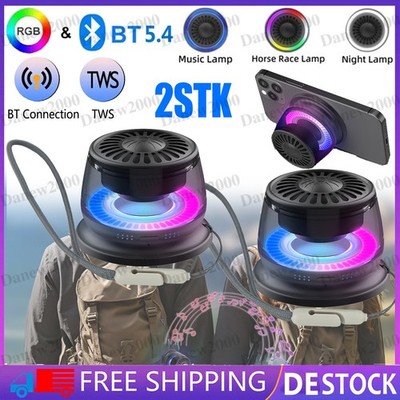 2Stk Magnetischer Tragbarer Bluetooth Lautsprecher Mini Speaker TWS RGB Beleucht