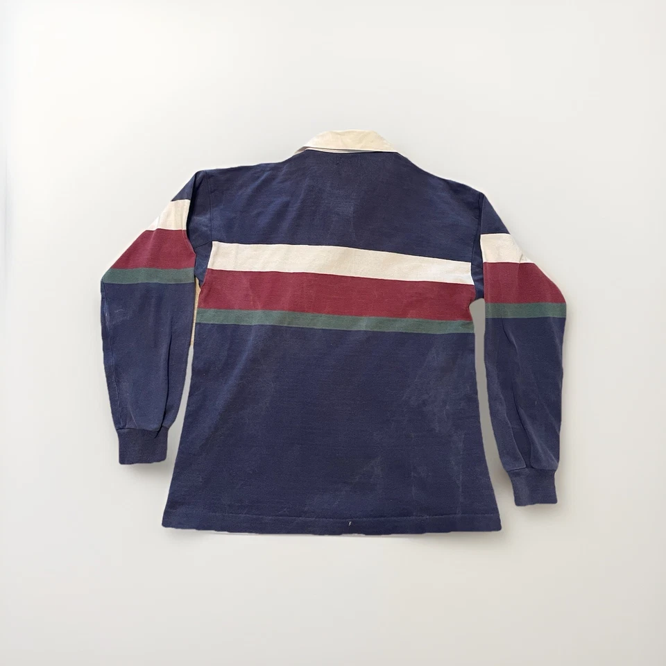 Vintage LL Bean Rugby Shirt Mens Large Striped Heavy Cotton Polo 90s Made in USA - Image 2 of 4