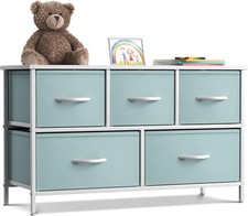 Sorbus Kids Dresser with 5 Drawers - Storage Chest Organizer Unit, Pastel Aqua