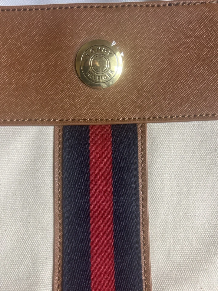 Tommy Hilfiger Cartera Grande Lona Bolso de Hombro Cuero Vegano Doble Correa Foto 2 de 4