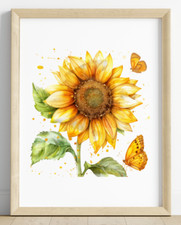 Sunflowers Wall Art Print, Sunflowers Wall Art, Home Decor, Botanical Print 65
