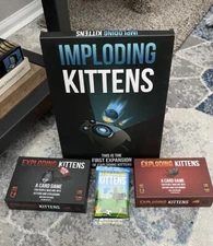 Exploding Kittens Game Lot w/  Expansions Imploding Streaking Kittens Collection