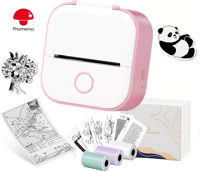 Mini Pocket Thermal Printer Bluetooth Photos Label Printing 3-18 Rolls Paper 6 - Image 1 of 4
