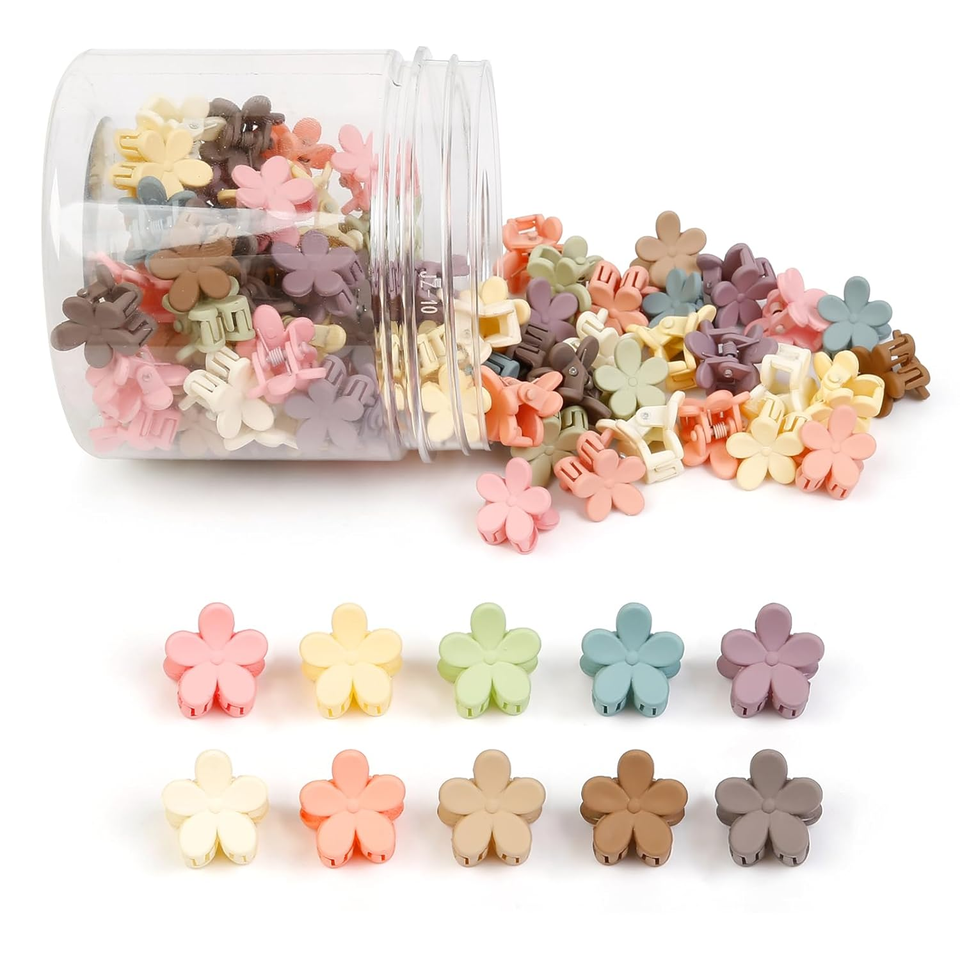 100Pcs Colorful Mini Flower Hair Clips, Baby Hair Clips Mini Claw Clips