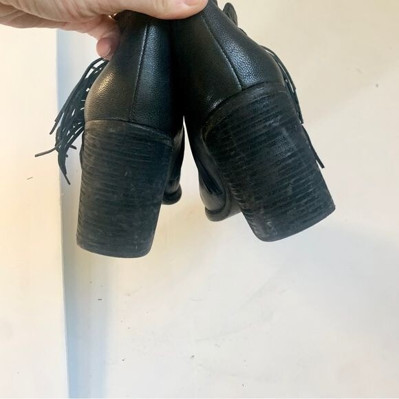 See by Chloe Black Leather Fringe Ankle Boots Sz 36.5 (US