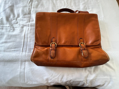 Tumi Dakota Vintage hellbraune Leder Aktentasche Laptoptasche - 17x12x3