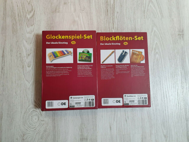 2x Musikinstrumente - Set Blockflöte mit Buch u. CD + Glockenspiel mit Lern - CD