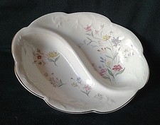 AYNSLEY SUMMER SKETCHES SERVING DISH BONE CHINA DISH PINK AND YELLOW FLOWERS