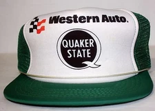 Quaker State Oil Western Auto  Trucker Hat  Cap Green White Snap Back