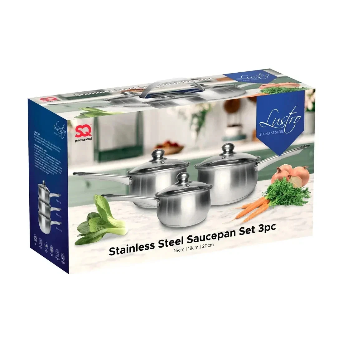 6pc Induction Stainless Steel Non Stick Saucepan Stock Pot Set Lid Steel Handle