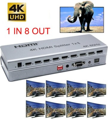 4K@60hz HDMI 2.0 1 IN 2 4 8 1x2 1x4 1x8 HDMI Splitter Video Converter EDID RS232