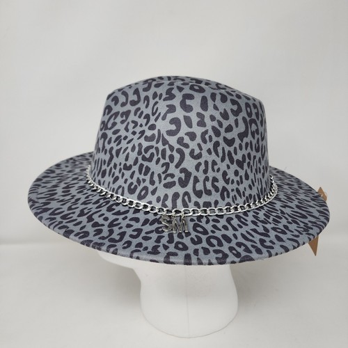 Steve Madden Fedora Hat Womens Leopard Logo Silver Chain Outdoors Hat Lined - Picture 3 of 10