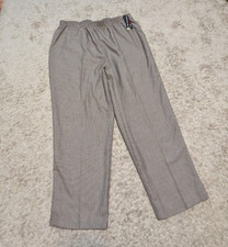 Vtg Briggs NY Brown Plaid Houndstooth Elastic High Waist Pants Sz 18P Academia