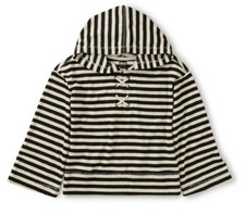 TEA COLLECTION Terry Hooded Laced Pull-Over - Jet Black - NWT Girls 14